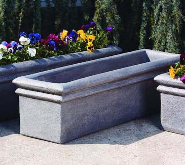 Double Rim Rectangle Box Planter 48 inch length Stone concrete urn